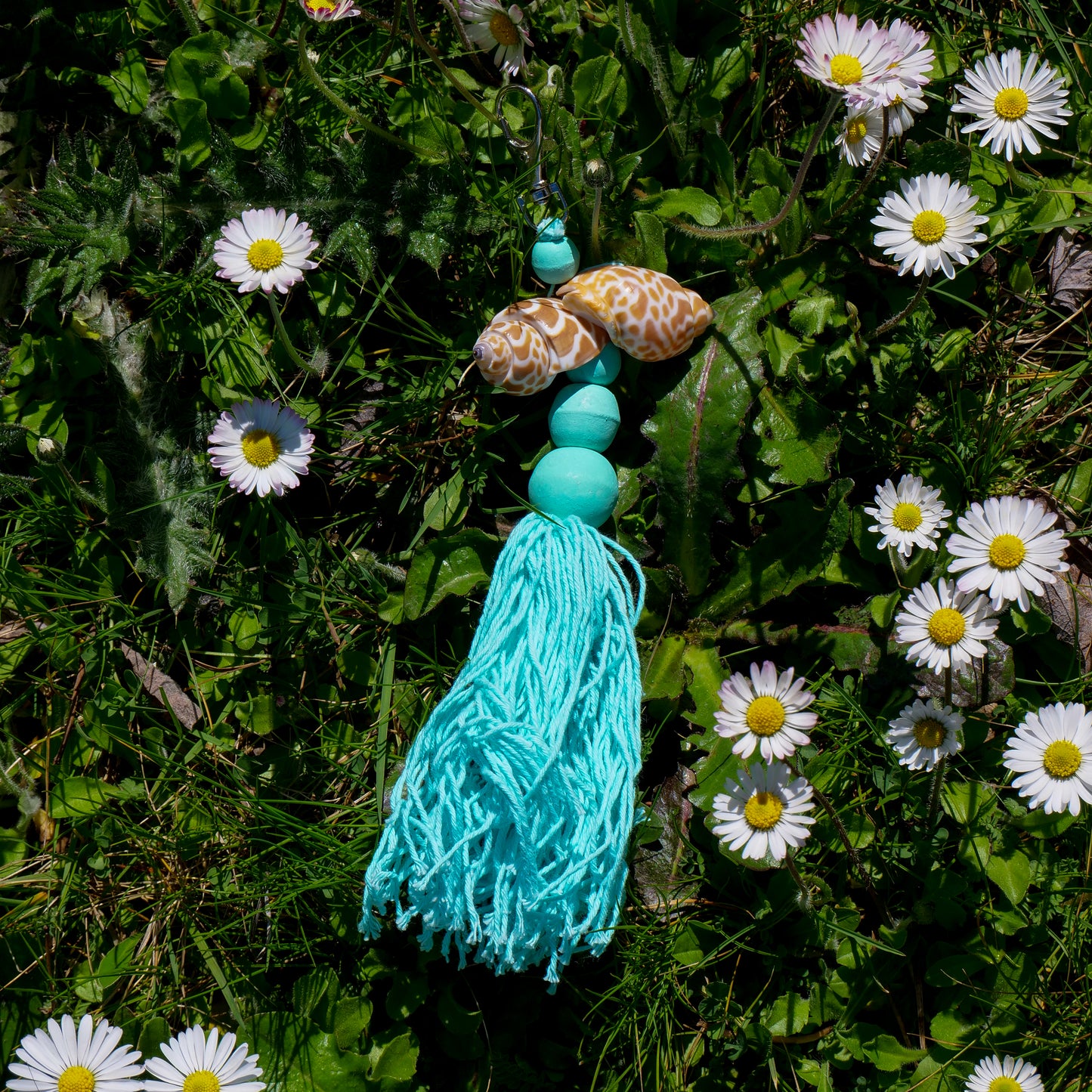 Porte-clé coquillage turquoise