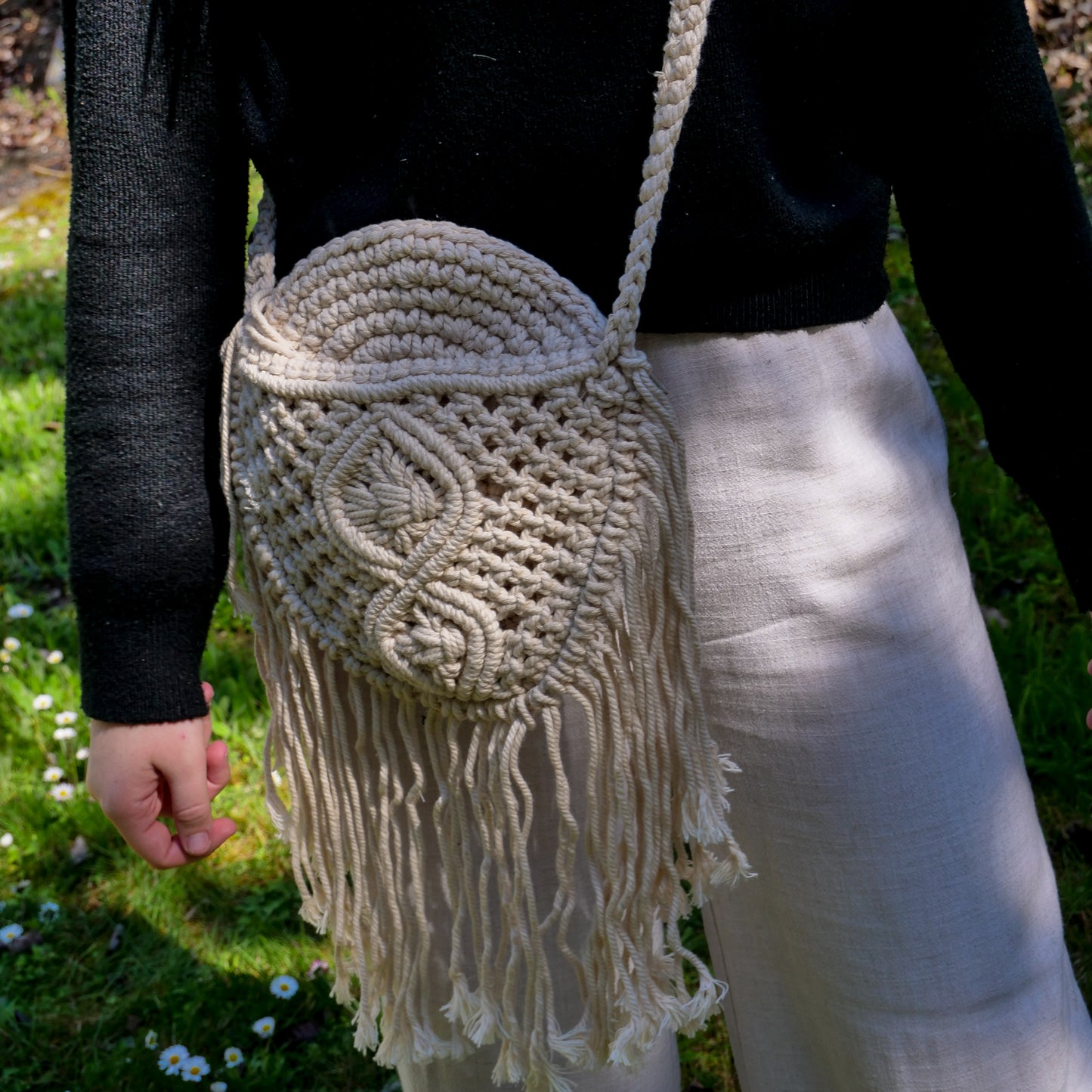 Sac rond en macramé