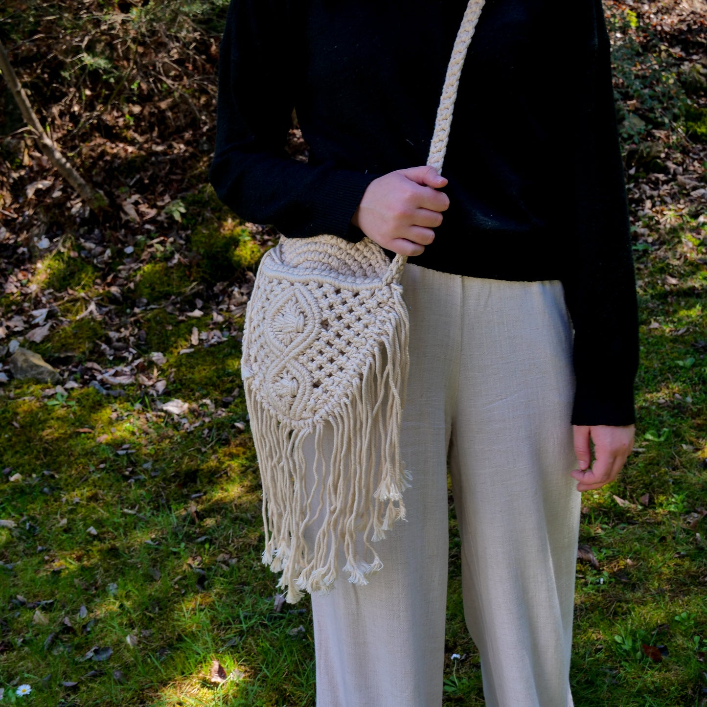 Sac rond en macramé
