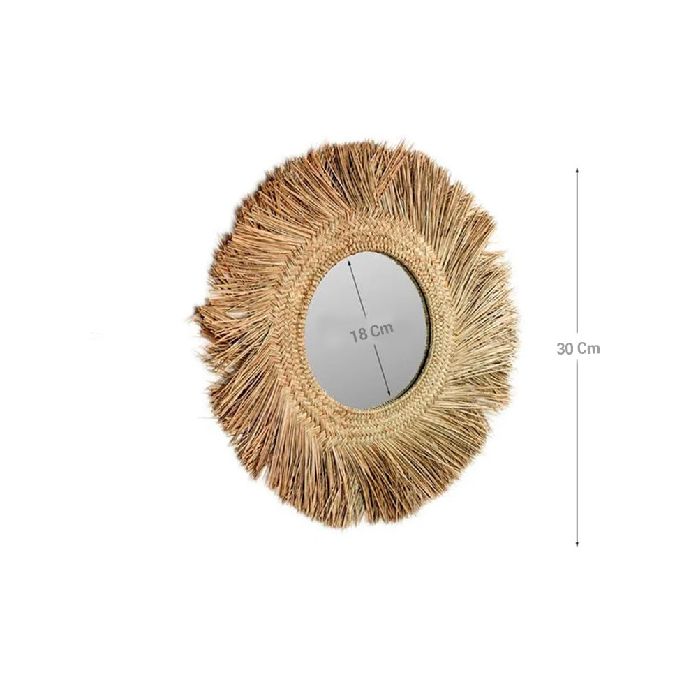 Miroir rond raphia