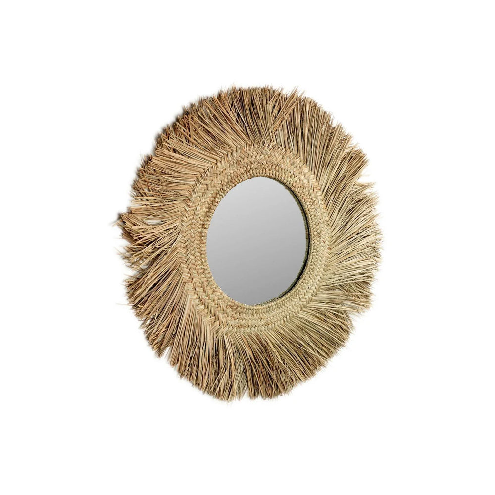 Miroir rond raphia