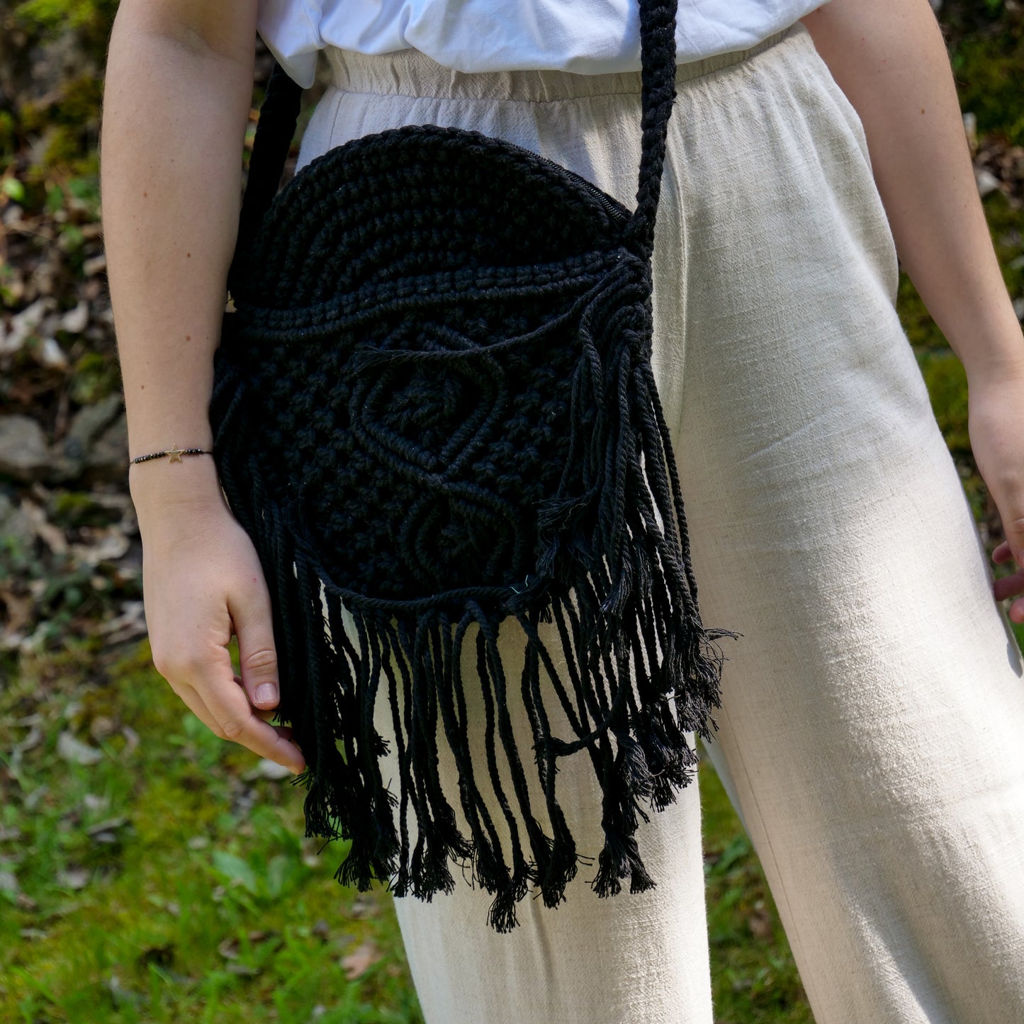 Sac rond en macramé