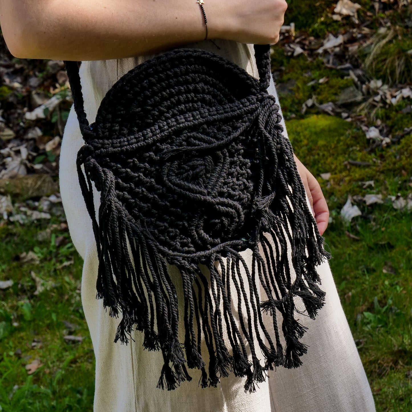 Sac rond en macramé