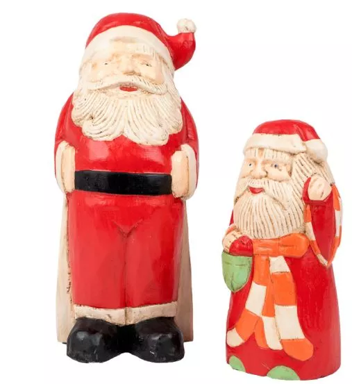 Père Noel Bois Naturel Rouge Vintage BABA NOËL - 30 cm