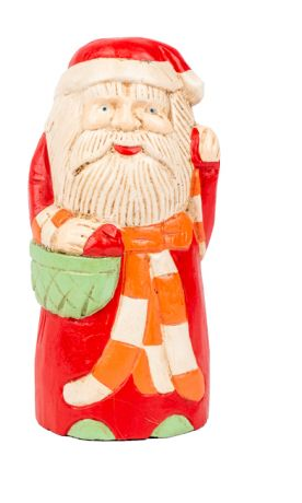 Père Noel Bois Naturel Rouge Vintage BABA NOËL - 20 cm
