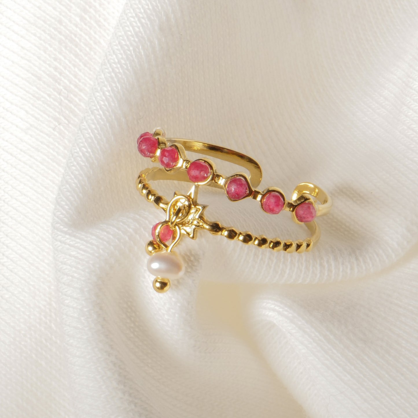 Bague avec petites perles colorées