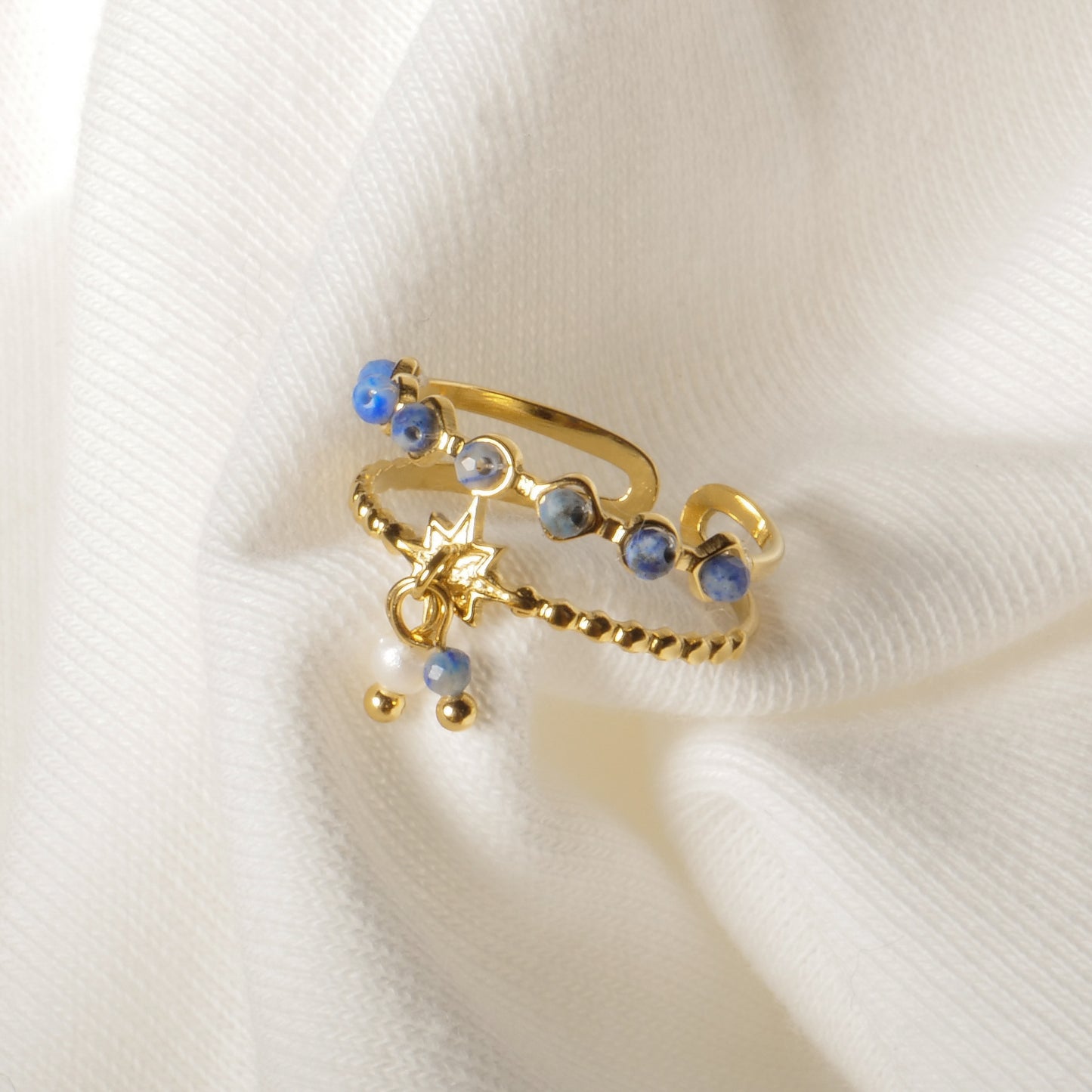 Bague avec petites perles colorées