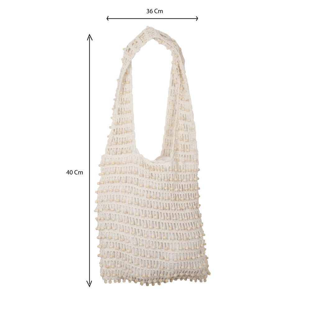 Sac filet perlé blanc