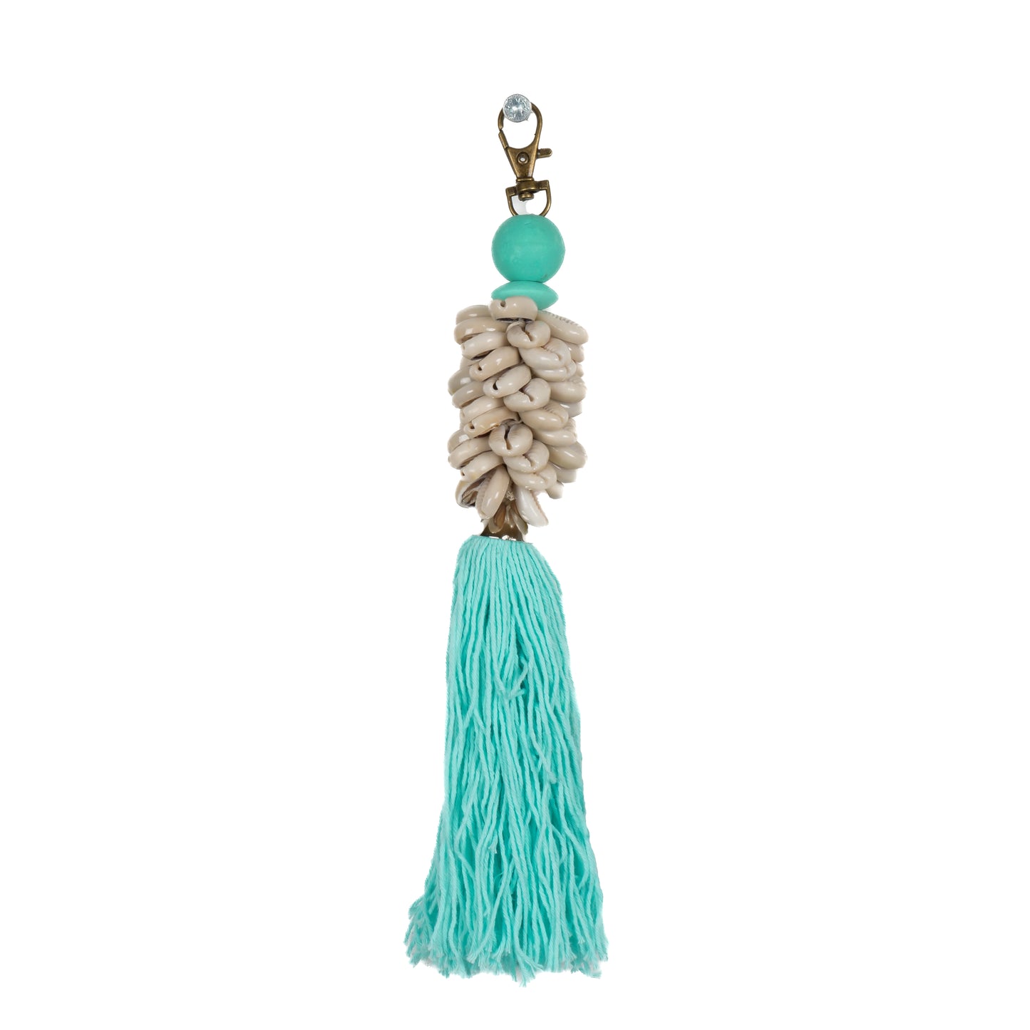 Porte-clé coquillage cauris turquoise