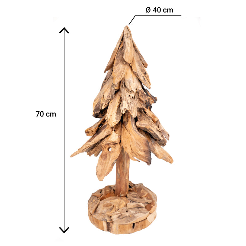 Sapin Bois déco TECK WOODY - 70 cm