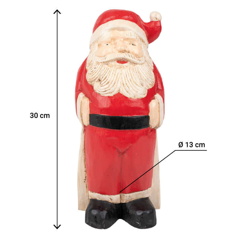 Père Noel Bois Naturel Rouge Vintage BABA NOËL - 30 cm