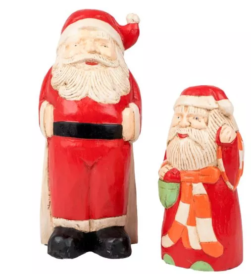 Père Noel Bois Naturel Rouge Vintage BABA NOËL - 20 cm