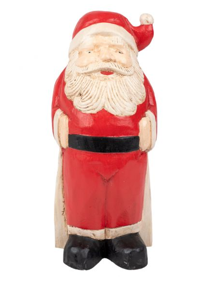 Père Noel Bois Naturel Rouge Vintage BABA NOËL - 30 cm